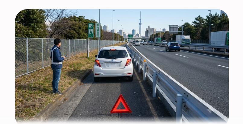 高速道路で車が止まったら?命を守る5ステップ|三角表示板・発炎筒・#9910の使い方【保存版】