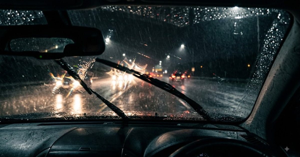 夜×雨で前が見えない原因は油膜だった